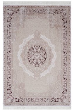 Beyaz arka planda klasik desenli makine halısı.