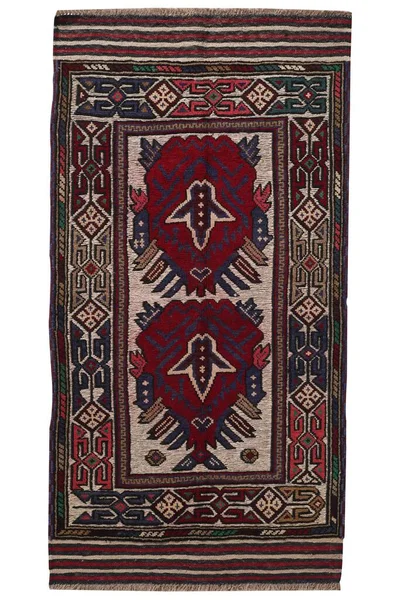 Handgewebter Afghanischer Teppich Auf Weißem Hintergrund — Stockfoto