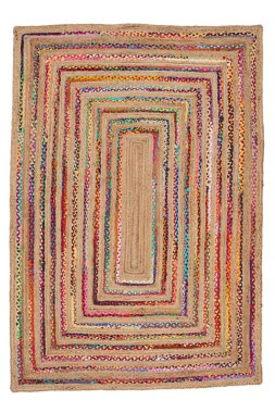 Beyaz arkaplanda jüt halı fotoğrafı