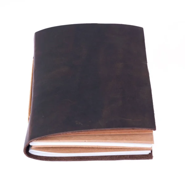 Handmade Leather Bound Notebook — Stock Photo, Image