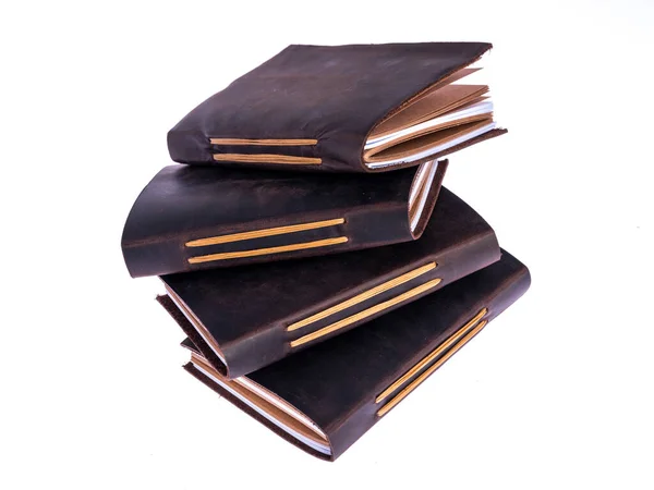 Handmade Leather Bound Notebook Stock Photo
