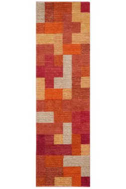 Beyaz arkaplandaki renkli yama işi halı