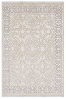 Beyaz arka planda klasik desenli makine halısı.