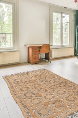 Model oluşturmak için halı kaplı oda resmi