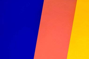 Üç katlı yaratıcı kapak tasarımı yaratmak için koyu ve açık turuncu sarı mavi tonlarını içeren soyut arkaplan