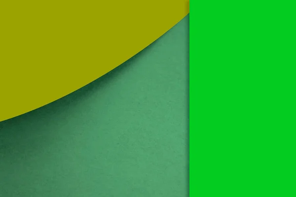 Textured and plain green yellow sheet papers forming a curve and vertical blank rectangle for creative cover designing