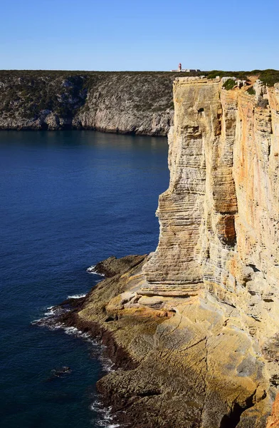 High Cliffs Rising Atlantic Ocean Cape Vincent Cabo Sao Vicente — Stock Photo, Image