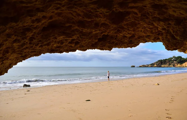 Praia Santa Eulalia Beach Cave Algarve South Portugal Europe — Stock Photo, Image