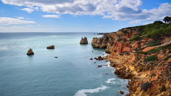 Scenic Algarve Coast Seascape Red Rocks Cliffs Coastline Portugal Europe — Stock Photo, Image