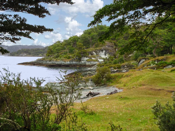Picturesque Ensenada Bay Coast Shoreline Landscape Tierra Del Fuego Argentina — Stock Photo, Image