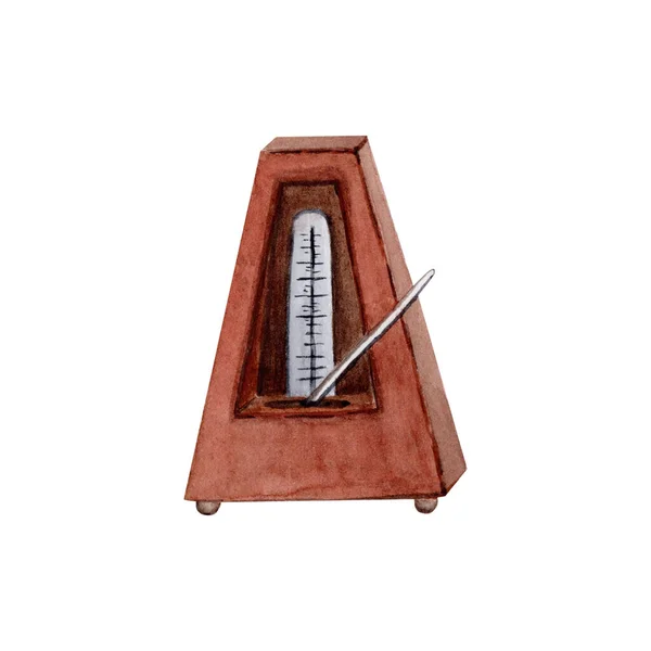 Vintage Music Metronome watercolor illustration. Classical Music hand painted isolated elements collection on white background. Perfect design for cards, graduation certificates, gifts for musicians and more.