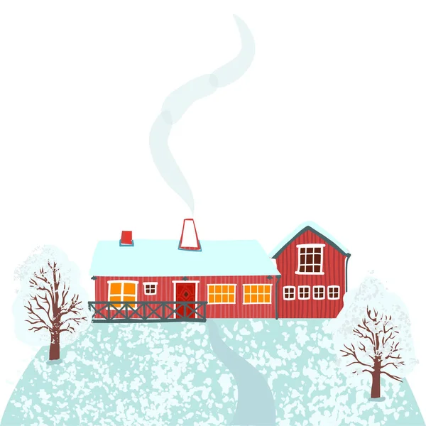 Illustration paysage hiver — Image vectorielle