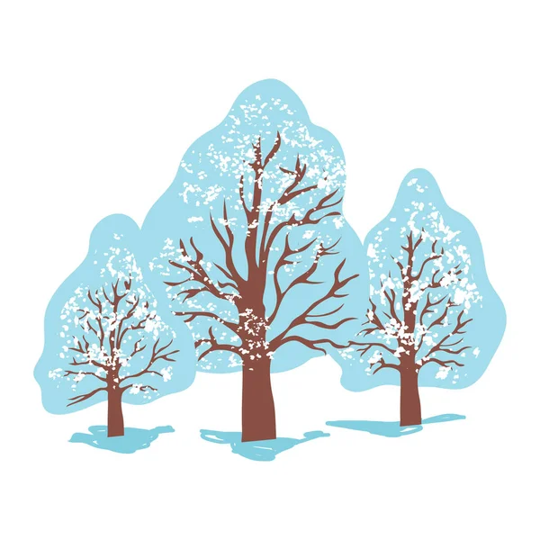 Árboles de invierno ilustración — Vector de stock