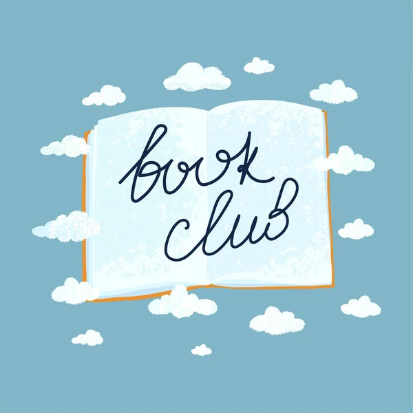 Libro club dibujado a mano letras — Vector de stock