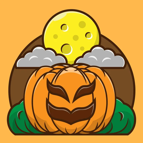 Scary Face Halloween Pumpkin Cartoon Illustration Halloween Concept Simple Premium — Stock Vector