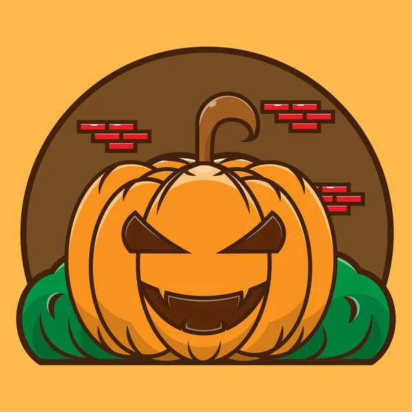 Illustration Dessin Animé Effrayant Halloween Pumpkin Concept Halloween Design Premium — Image vectorielle