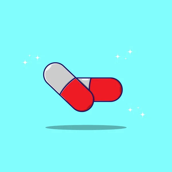 医药胶囊的卡通画 健康概念 简单的溢价设计 — 图库矢量图片
