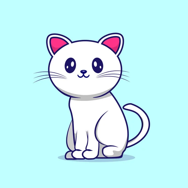 Desenhos Animados Ilustração Gato Adorável Sentado Animal Concept Design Premium — Vetor de Stock