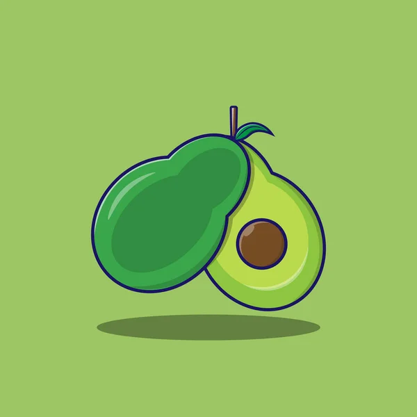 Φρέσκο Αβοκάντο Απεικόνιση Κινουμένων Σχεδίων Έννοια Φρούτων Απλός Σχεδιασμός Ασφαλίστρου — Διανυσματικό Αρχείο