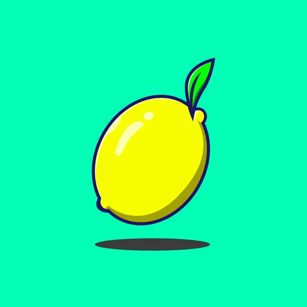 Νόστιμο Φρέσκο Λεμόνι Εικονογράφηση Κινουμένων Σχεδίων Έννοια Φρούτων Απλός Σχεδιασμός — Διανυσματικό Αρχείο