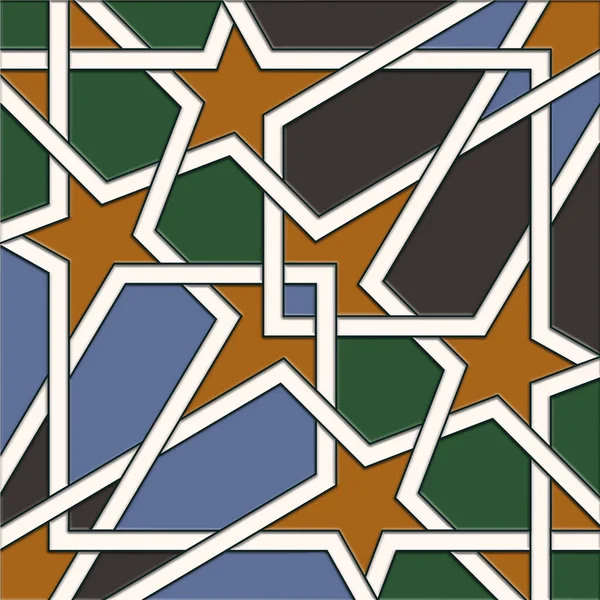 抽象几何形状的无缝图案 基于真人手绘瓷砖的插图 — 图库照片