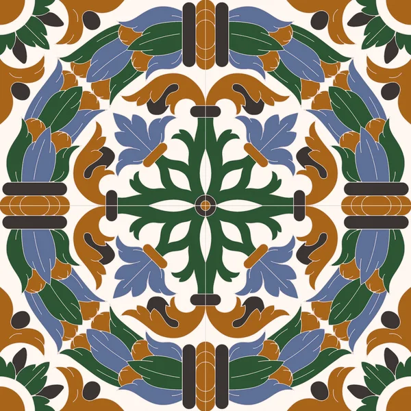 Patrón Sin Costuras Formas Geométricas Abstractas Ilustración Basada Azulejos Pintados —  Fotos de Stock