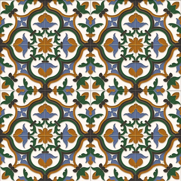Patrón Sin Costuras Formas Geométricas Abstractas Ilustración Basada Azulejos Pintados — Foto de Stock