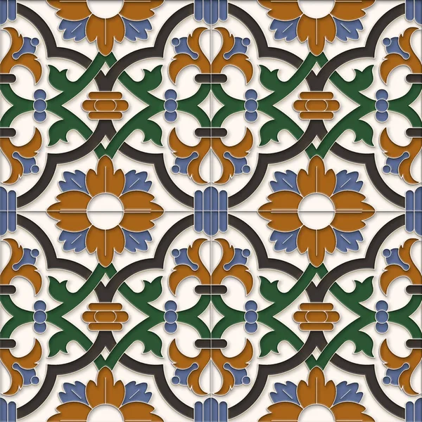 Patrón Sin Costuras Formas Geométricas Abstractas Ilustración Basada Azulejos Pintados — Foto de Stock