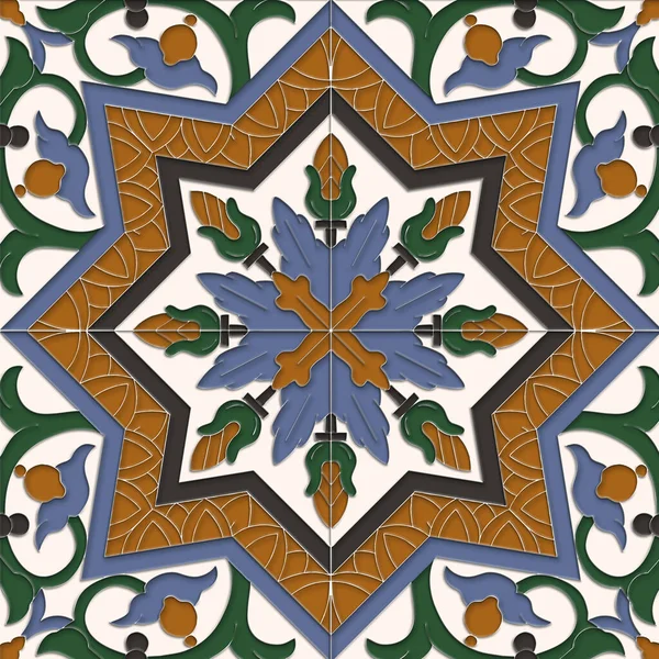 Ancient Hand Made Tiles Illustration Infinite Pattern Geometrical Shapes Accurate — Stock Photo, Image