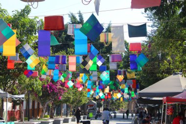 fotografa de paisaje mexicano con banderas de colores
