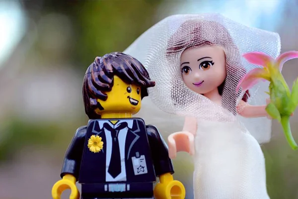 fotografa de legos en da su boda, tarihi kaydet