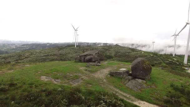 Veduta Aerea Turbine Eoliche Mulini Vento Farm Field Industry Factory — Video Stock