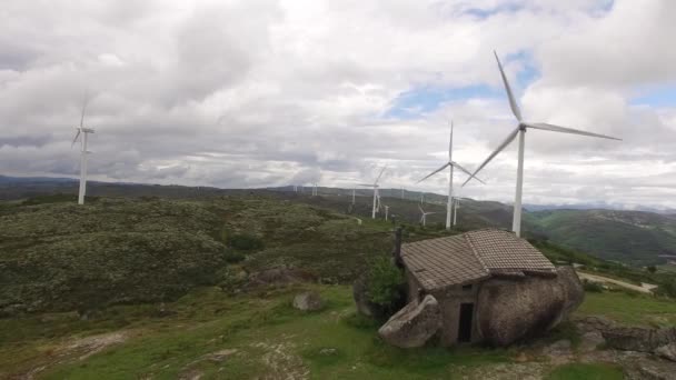 Veduta Aerea Turbine Eoliche Mulini Vento Farm Field Industry Factory — Video Stock