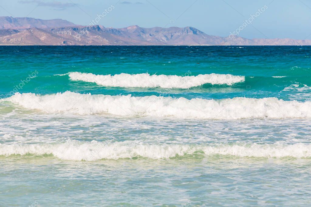 Playa El Tecolote, La Paz, Baja California Sur, Mexico. Aqua colored waters of the Gulf of California