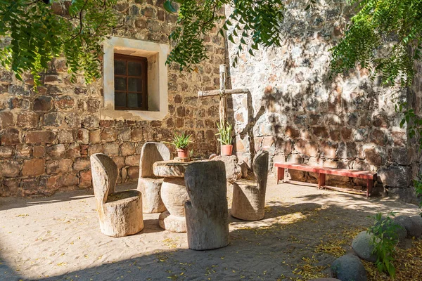 San Ignacio Mulege Baja California Sur Meksyk Stół Krzesła Dziedzińcu — Zdjęcie stockowe