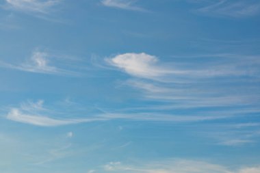 USA, Washington State, Whitman County. Palouse. Wispy clouds in a blue sky.