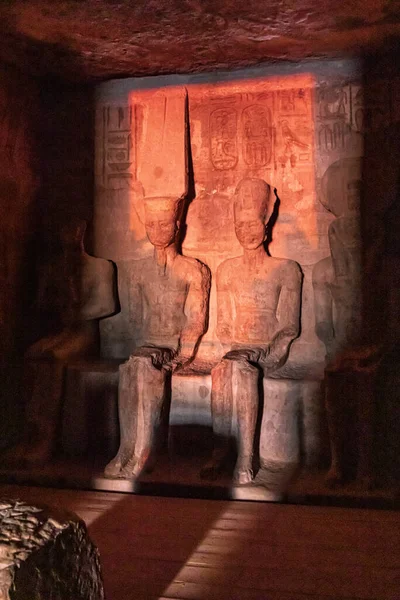Abu Simbel Aswan Egypt February 2022 Sunrise Light Statues Ptah — Stock Photo, Image