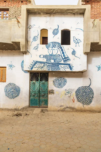 Faiyum, Egypt. Building decorated with murals in the village of Faiyum.