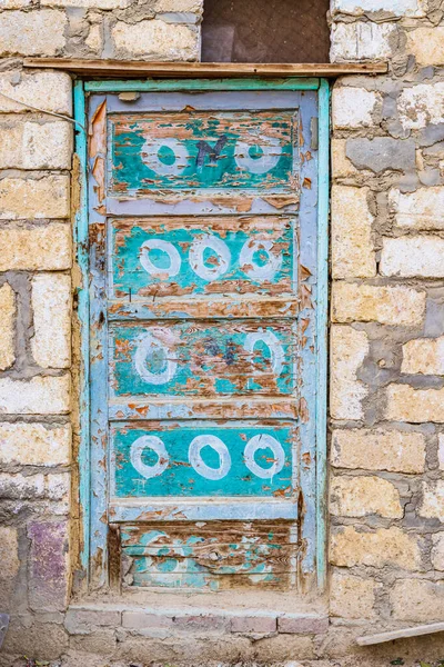 Faiyum Αίγυπτος Μια Μπλε Ζωγραφισμένη Πόρτα Ένα Κτίριο Στο Χωριό — Φωτογραφία Αρχείου