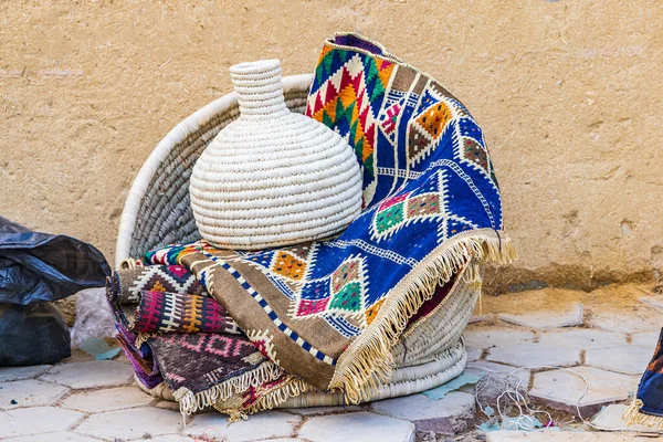 Faiyum Egypt Woven Basket Colorful Blanket Village Faiyum — Stock Photo, Image