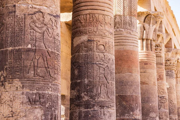Ostrov Agilkia Aswan Egypt Řezby Sloupcích Chrámu Philae Světového Dědictví — Stock fotografie