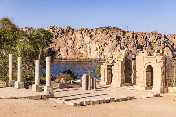 Ilha Agilkia Assuão Egito Ruínas Templo Philae Património Mundial Unesco — Fotografia de Stock
