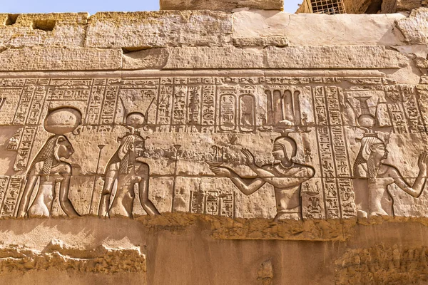 Kom Ombo Aswan Egypt Vyřezaná Malba Chrámu Ombo Kom — Stock fotografie