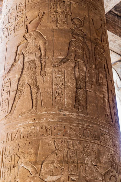 Edfu Aswan Egipto Coluna Decorada Templo Hórus Edfu — Fotografia de Stock