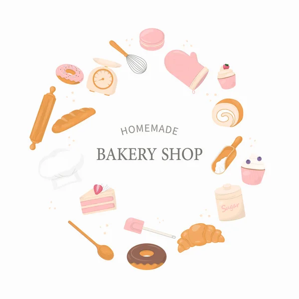 Banner Poster Text Homemade Bakery Shop Design Bakery Baking Elements — Stock Vector