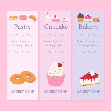 Tatlı pastane ve pastane tatlı afişi, metin, pasta tasarımı, kek ve fırın ürünleri..