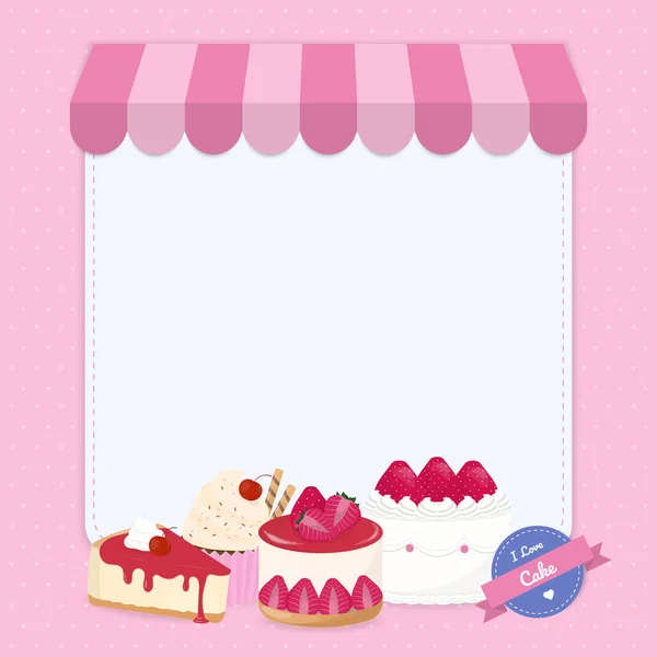 Cake Shop Concept Ontwerp Met Cake Cupcake Kopieer Ruimte Witte — Stockvector