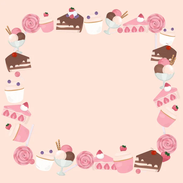 Postre Marco Dulce Con Fondo Pastel Diseño Con Pastel Chocolate — Archivo Imágenes Vectoriales