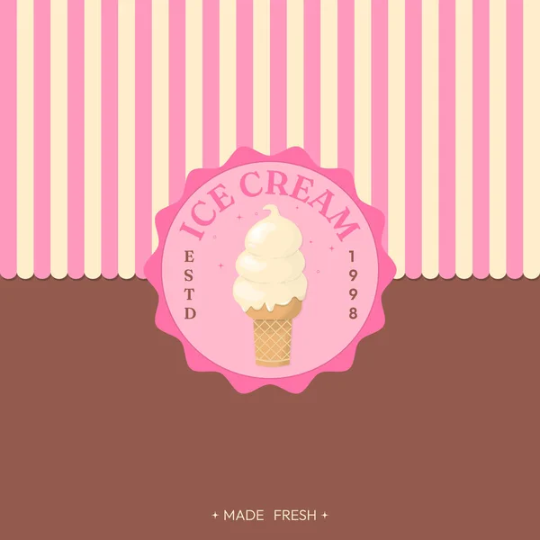 Ice Cream Shop Logo Pastel Background Vector Illustration — Stock Vector