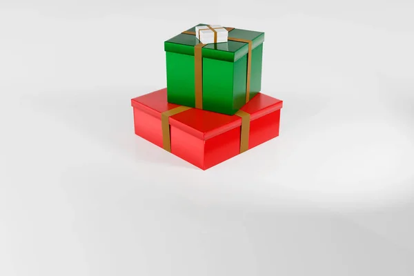 Rendering Von Weihnachtsgeschenken Dreierstapel — Stockfoto
